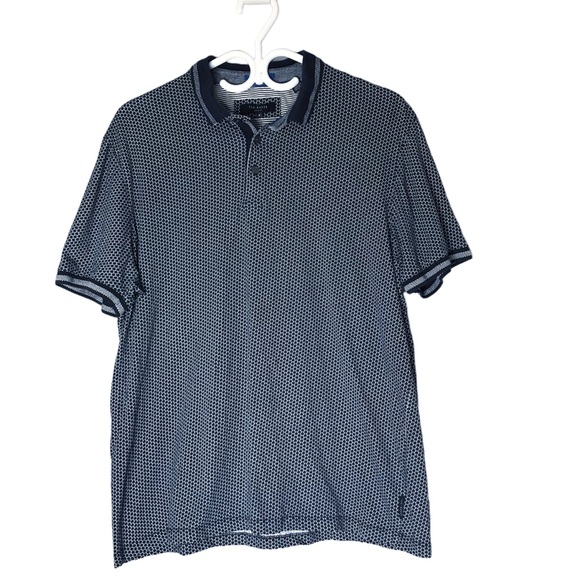 Ted Baker London Polo Golf Shirt Circle Pattern Navy Blue White Size 6 Men’s XL - Picture 1 of 10